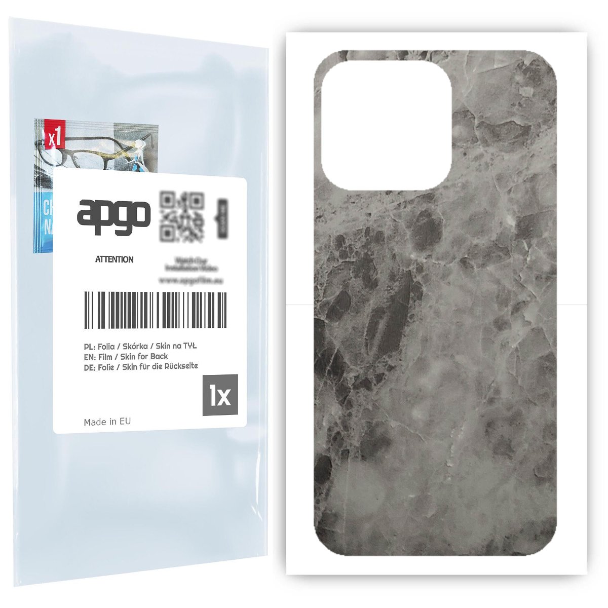 Folia naklejka skórka strukturalna na TYŁ do Apple iPhone 13 Pro -  Marmur Czarny - apgo SKINS