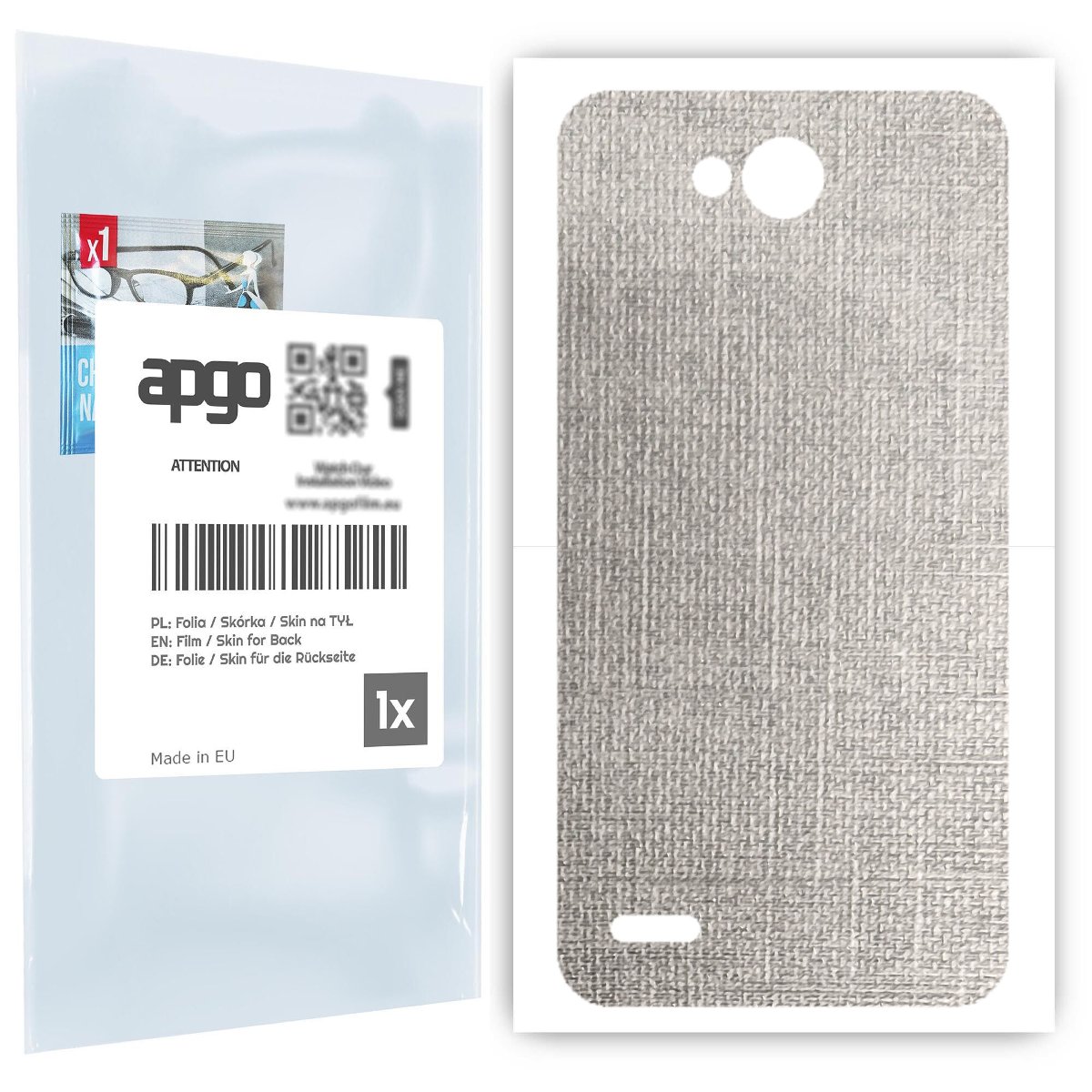 Folia naklejka skórka strukturalna na TYŁ do LG X power2 -  Tkanina Denim Szary - apgo SKINS