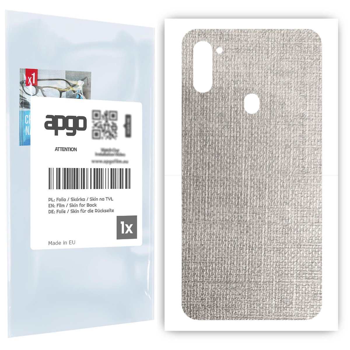 Folia naklejka skórka strukturalna na TYŁ do Samsung Galaxy M11 -  Tkanina Denim Szary - apgo SKINS