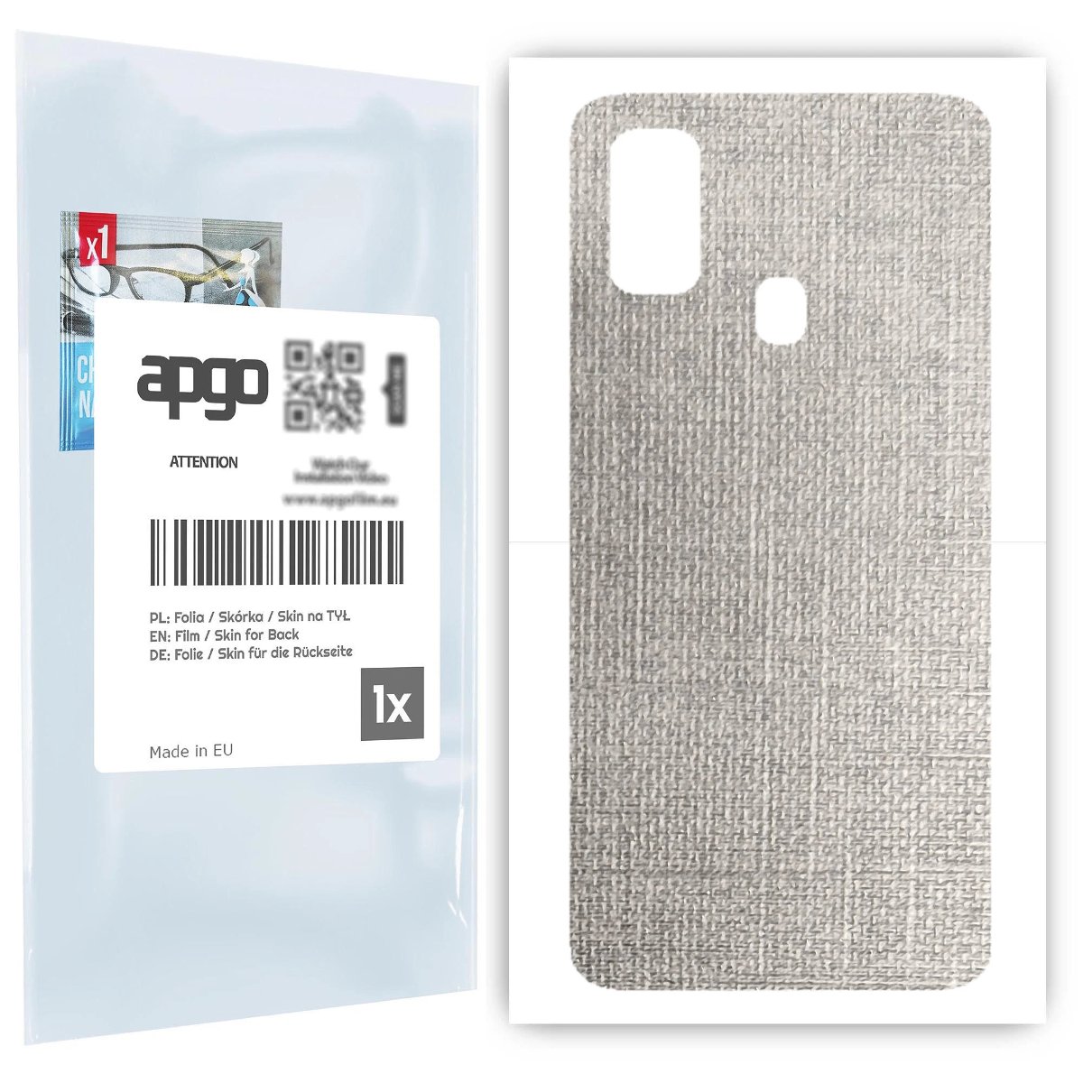 Folia naklejka skórka strukturalna na TYŁ do Samsung Galaxy M21 -  Tkanina Denim Szary - apgo SKINS
