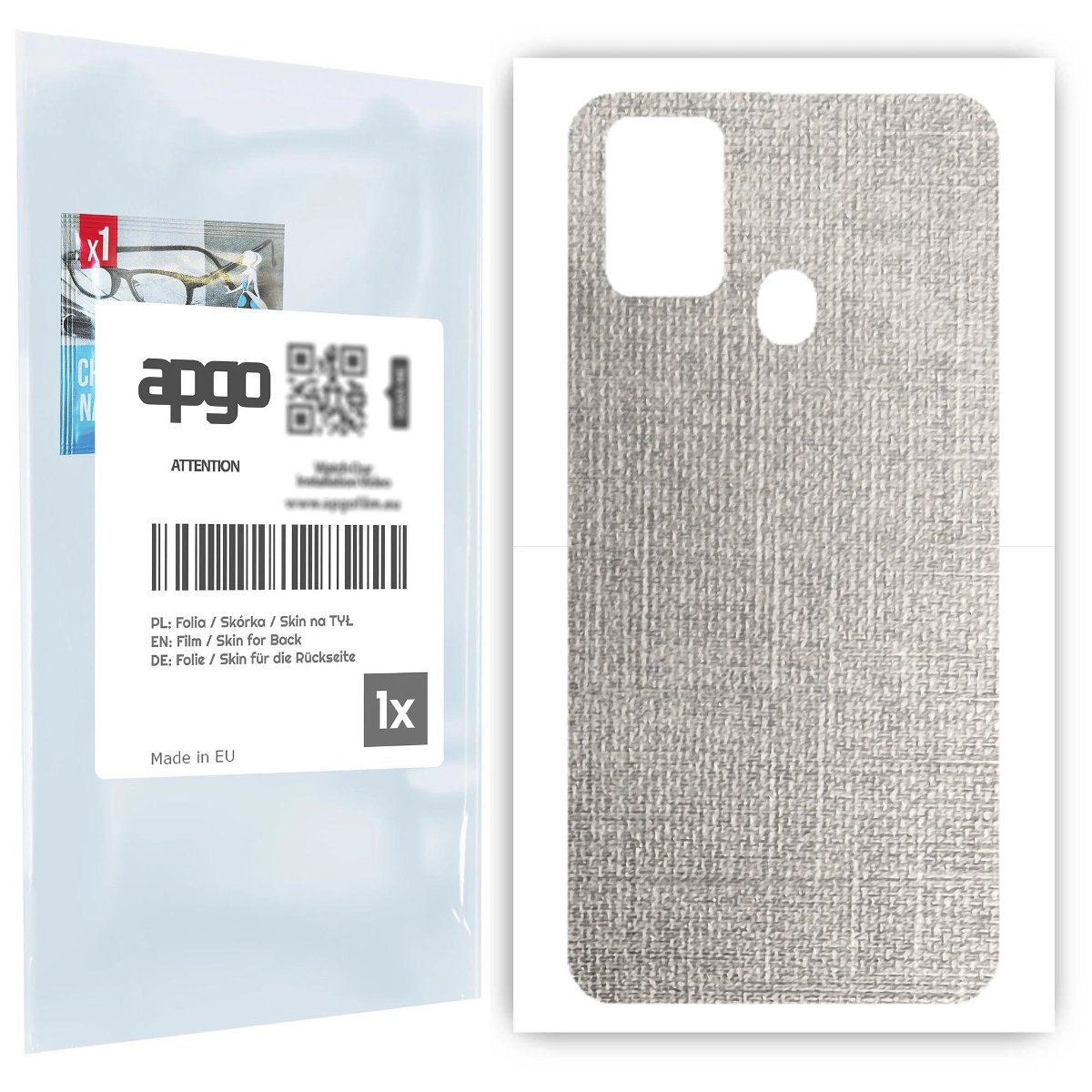 Folia naklejka skórka strukturalna na TYŁ do Samsung Galaxy M31 -  Tkanina Denim Szary - apgo SKINS