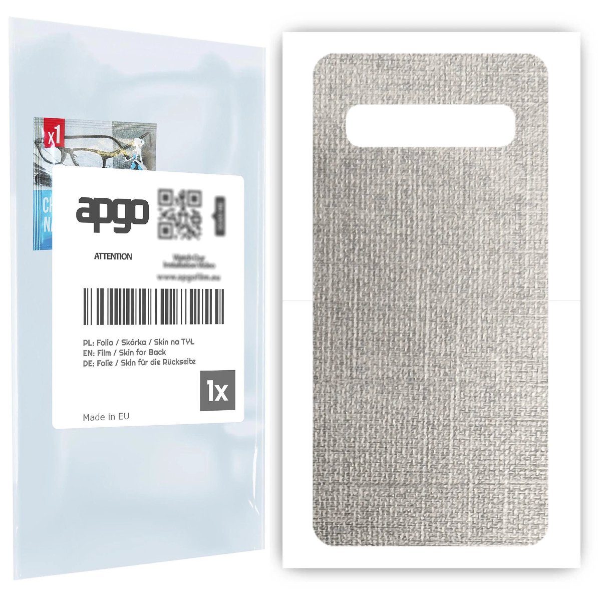 Folia naklejka skórka strukturalna na TYŁ do Samsung Galaxy S10 5G -  Tkanina Denim Szary - apgo SKINS