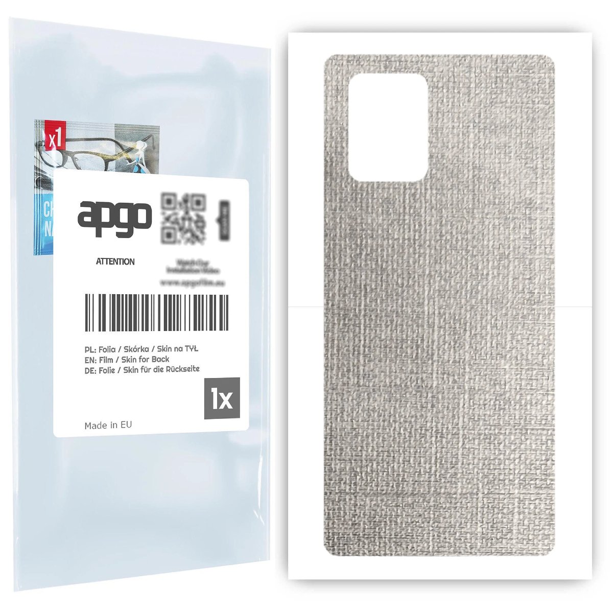 Folia naklejka skórka strukturalna na TYŁ do Samsung Galaxy S10 Lite -  Tkanina Denim Szary - apgo SKINS