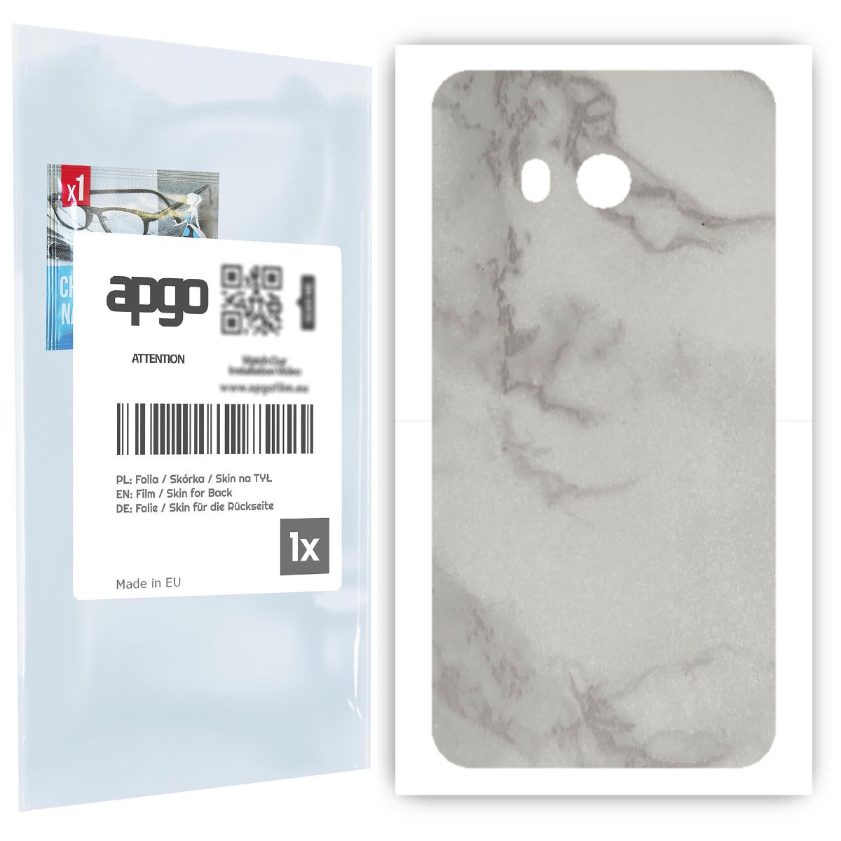 Folia naklejka skórka strukturalna na TYŁ do HTC U11 -  Marmur Szary - apgo SKINS