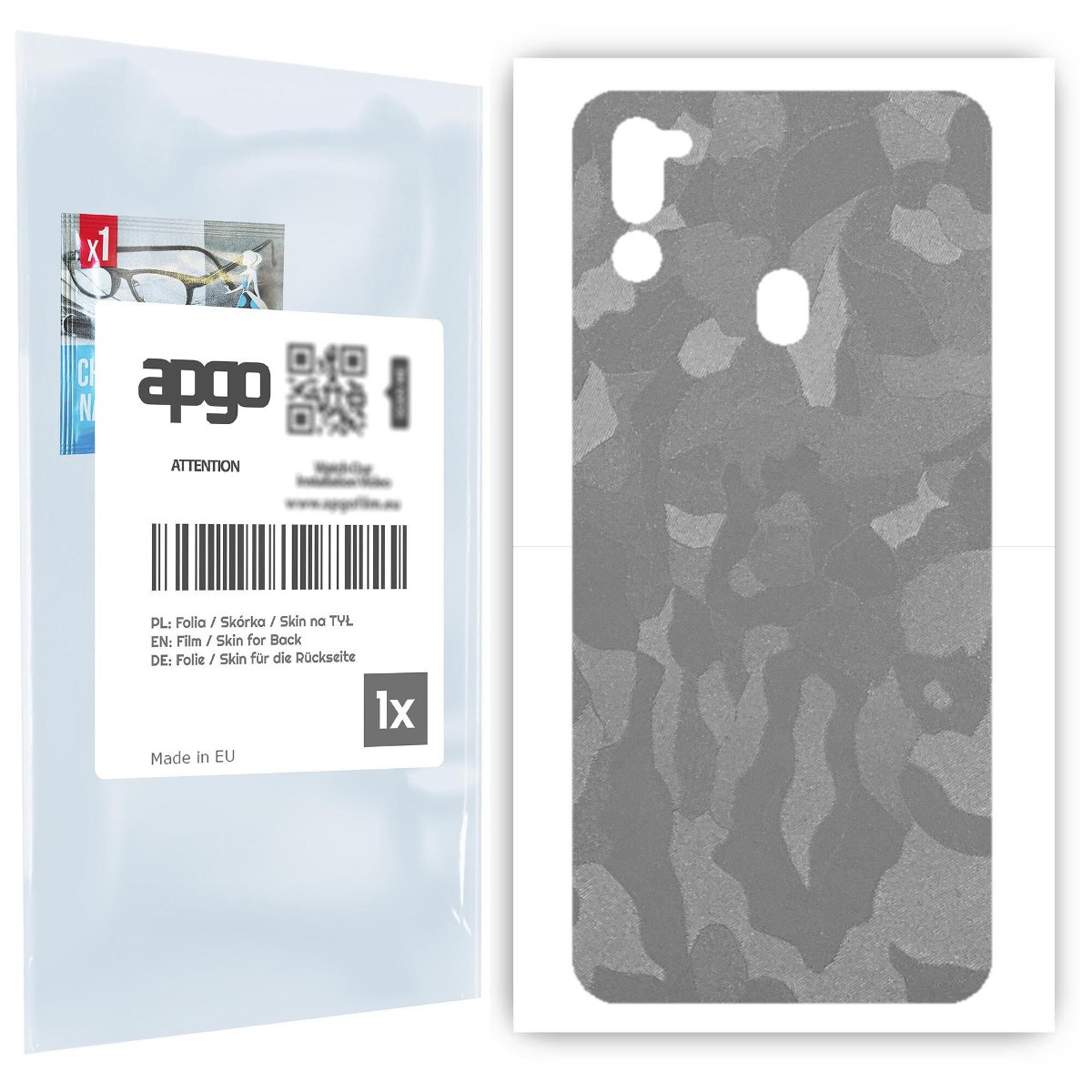 Folia naklejka skórka strukturalna na TYŁ do Samsung Galaxy M21 2021 -  Moro | Camo Srebrny - apgo SKINS