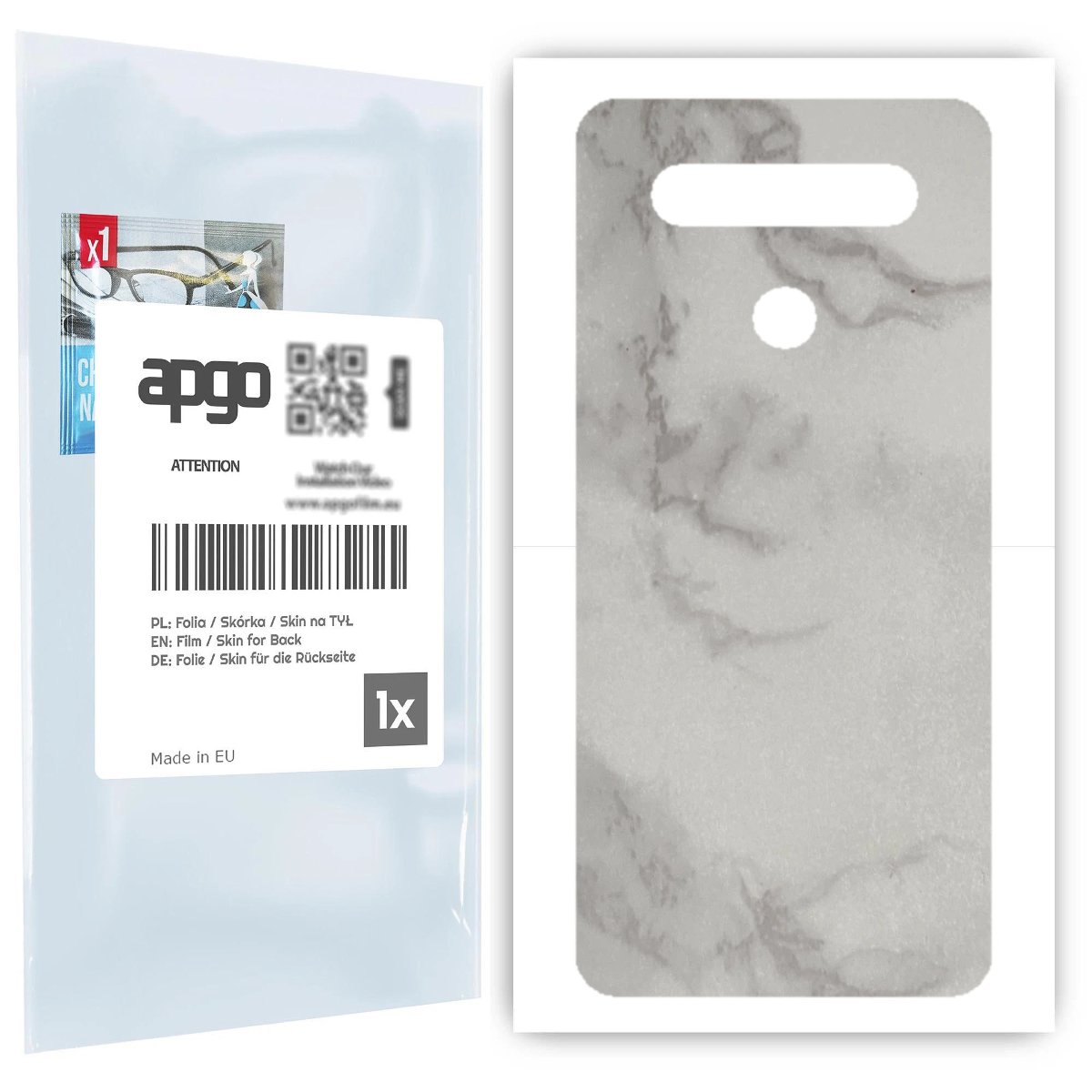Folia naklejka skórka strukturalna na TYŁ do LG K51S -  Marmur Szary - apgo SKINS