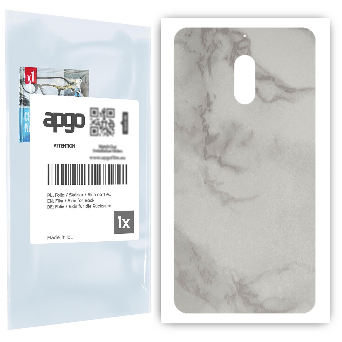 Folia naklejka skórka strukturalna na TYŁ do Nokia 6 -  Marmur Szary - apgo SKINS