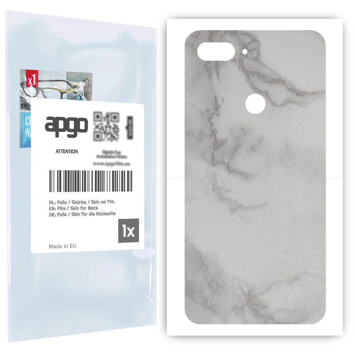 Folia naklejka skórka strukturalna na TYŁ do Xiaomi Mi 8 Lite -  Marmur Szary - apgo SKINS