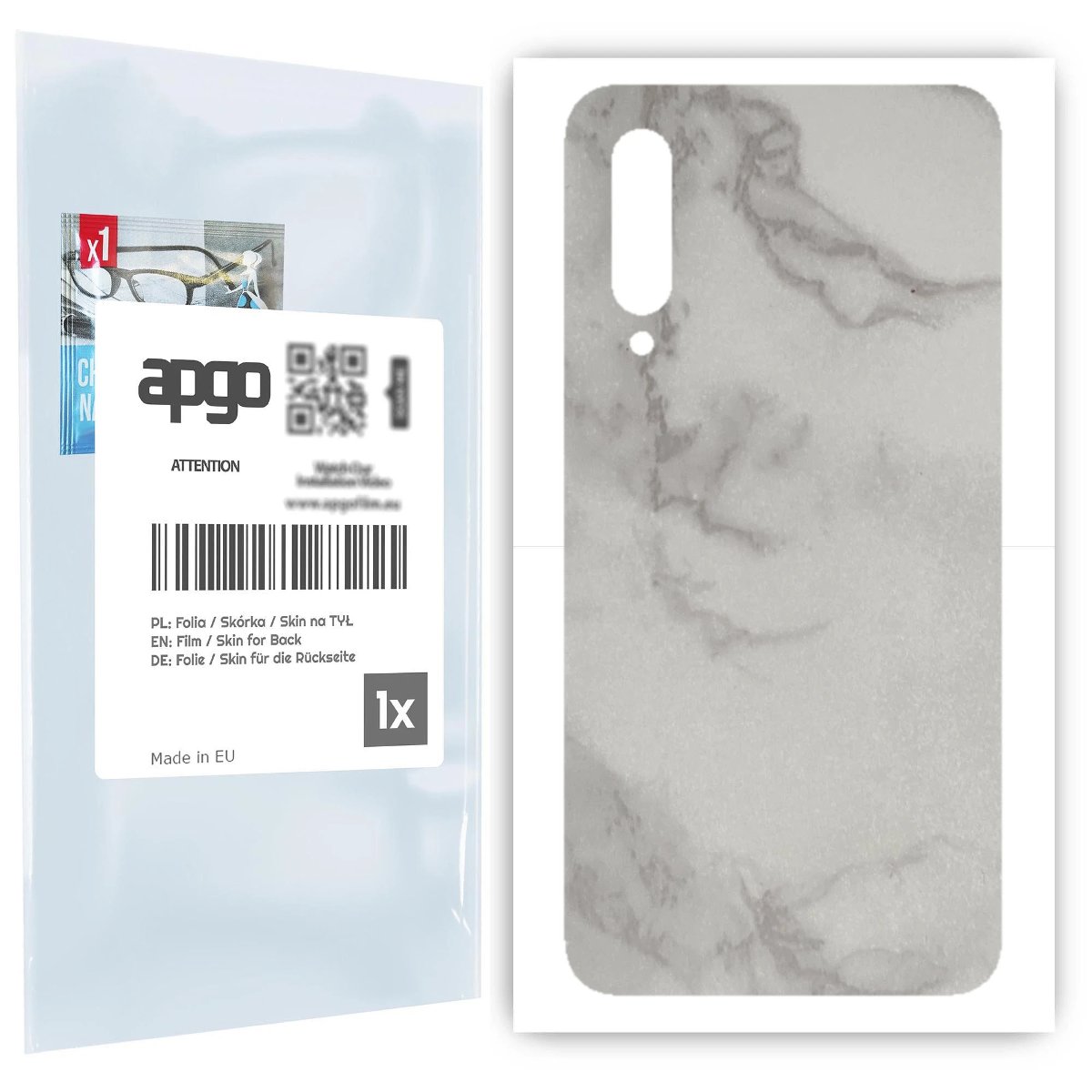 Folia naklejka skórka strukturalna na TYŁ do Xiaomi Mi 9 -  Marmur Szary - apgo SKINS