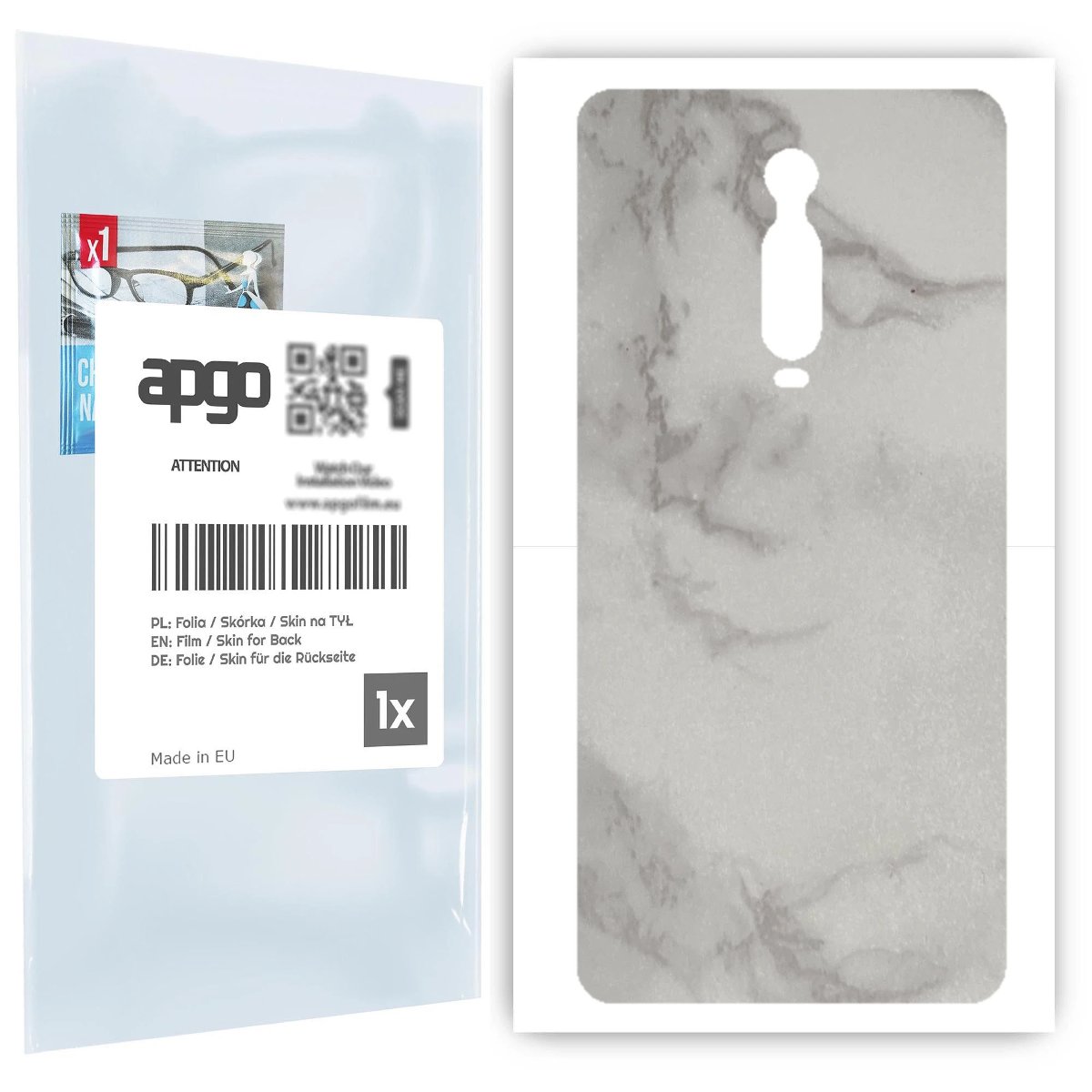 Folia naklejka skórka strukturalna na TYŁ do Xiaomi Mi 9T -  Marmur Szary - apgo SKINS