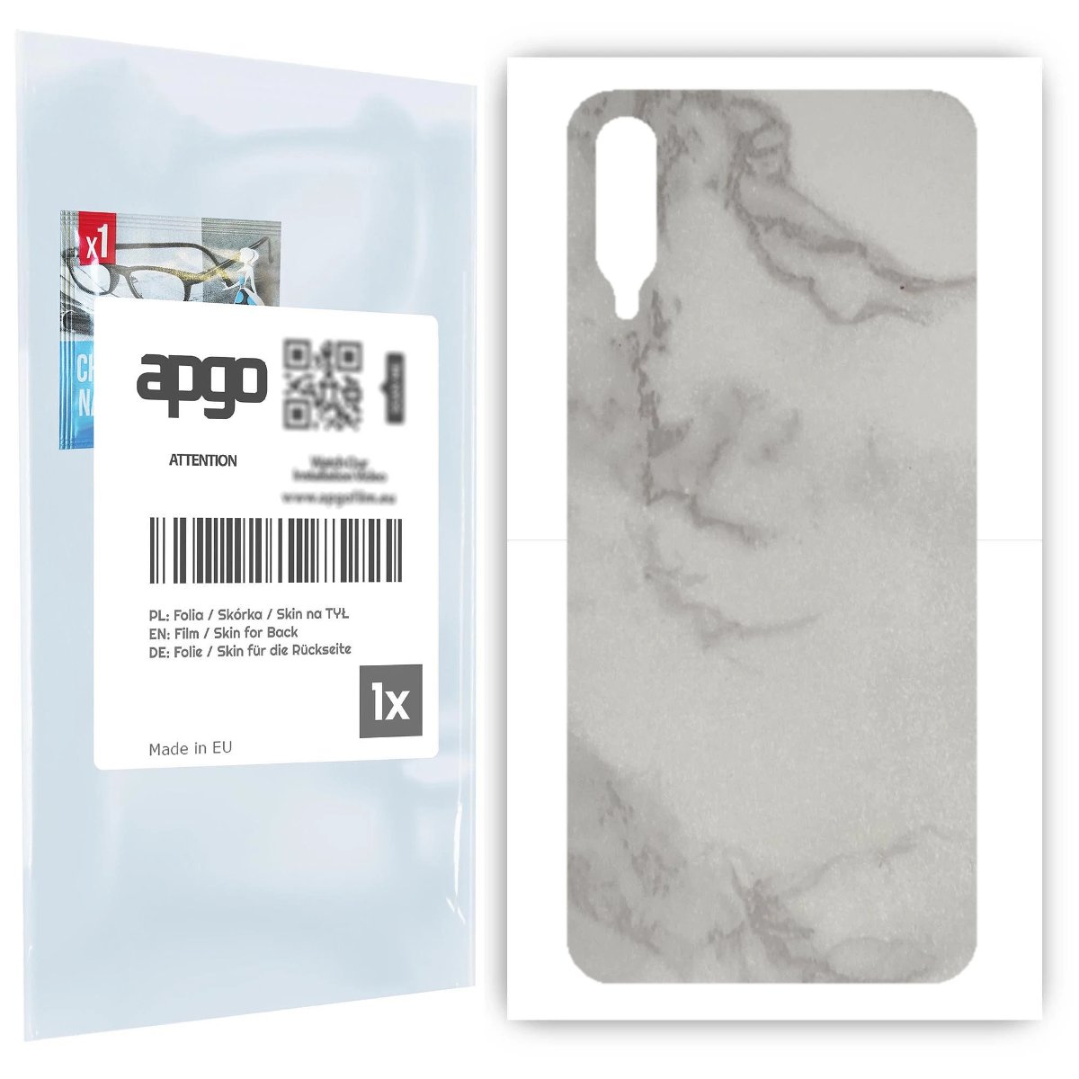 Folia naklejka skórka strukturalna na TYŁ do Samsung Galaxy A30s -  Marmur Szary - apgo SKINS