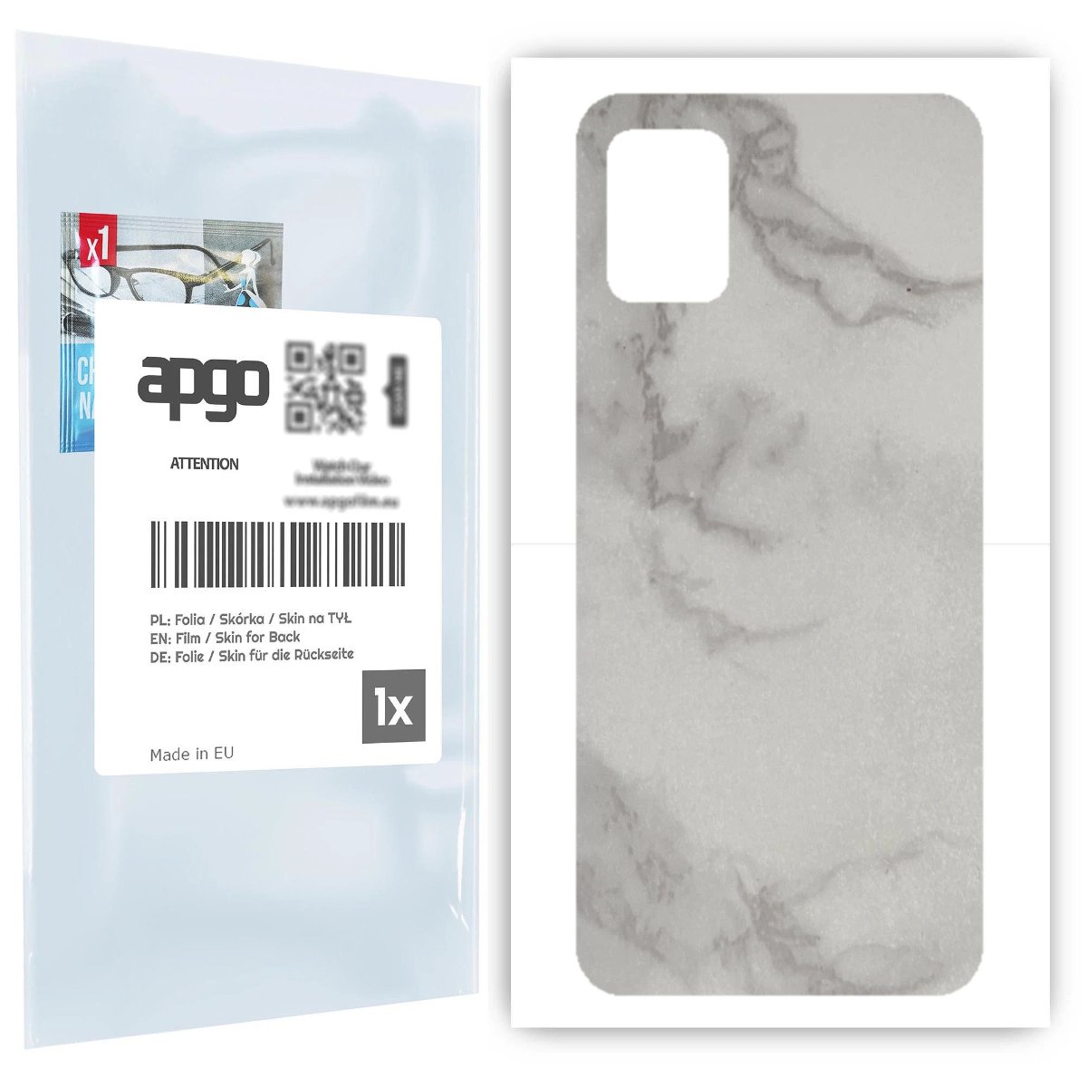 Folia naklejka skórka strukturalna na TYŁ do Samsung Galaxy A31 -  Marmur Szary - apgo SKINS