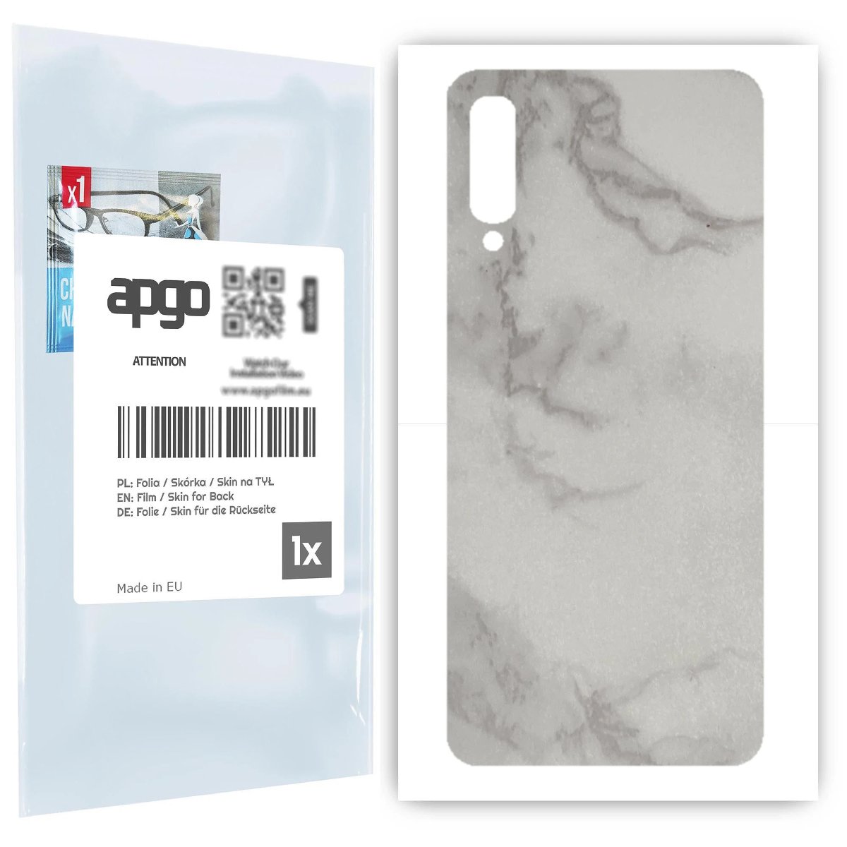 Folia naklejka skórka strukturalna na TYŁ do Samsung Galaxy A50 -  Marmur Szary - apgo SKINS