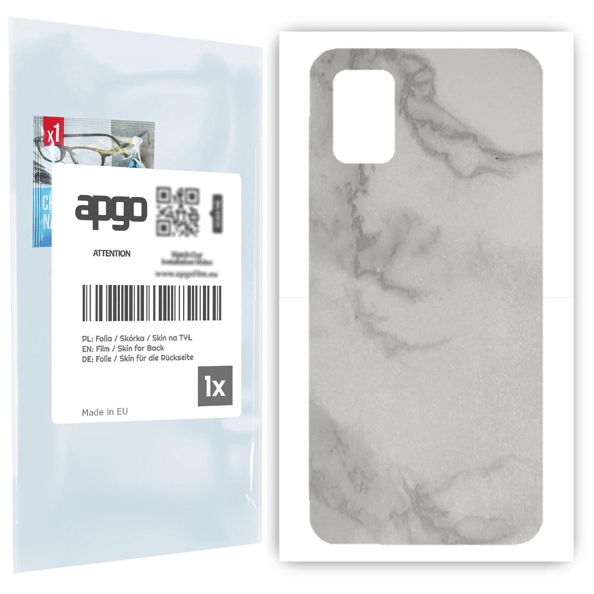 Folia naklejka skórka strukturalna na TYŁ do Samsung Galaxy A51 5G -  Marmur Szary - apgo SKINS