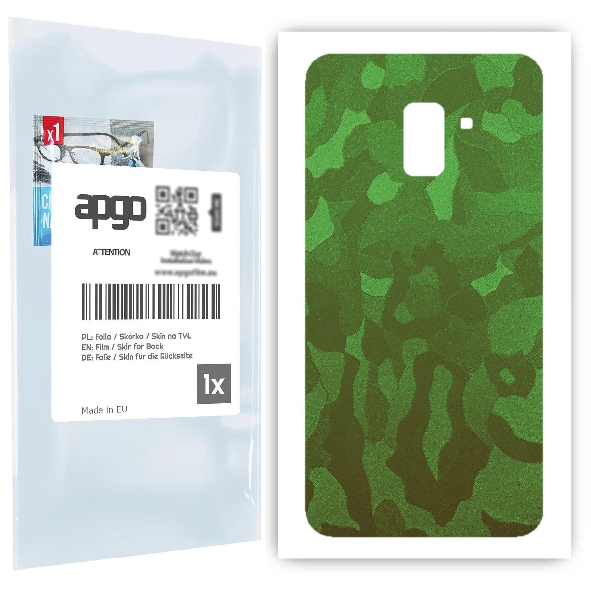 Folia naklejka skórka strukturalna na TYŁ do Samsung Galaxy A8+ (2018) -  Moro | Camo Zielony - apgo SKINS