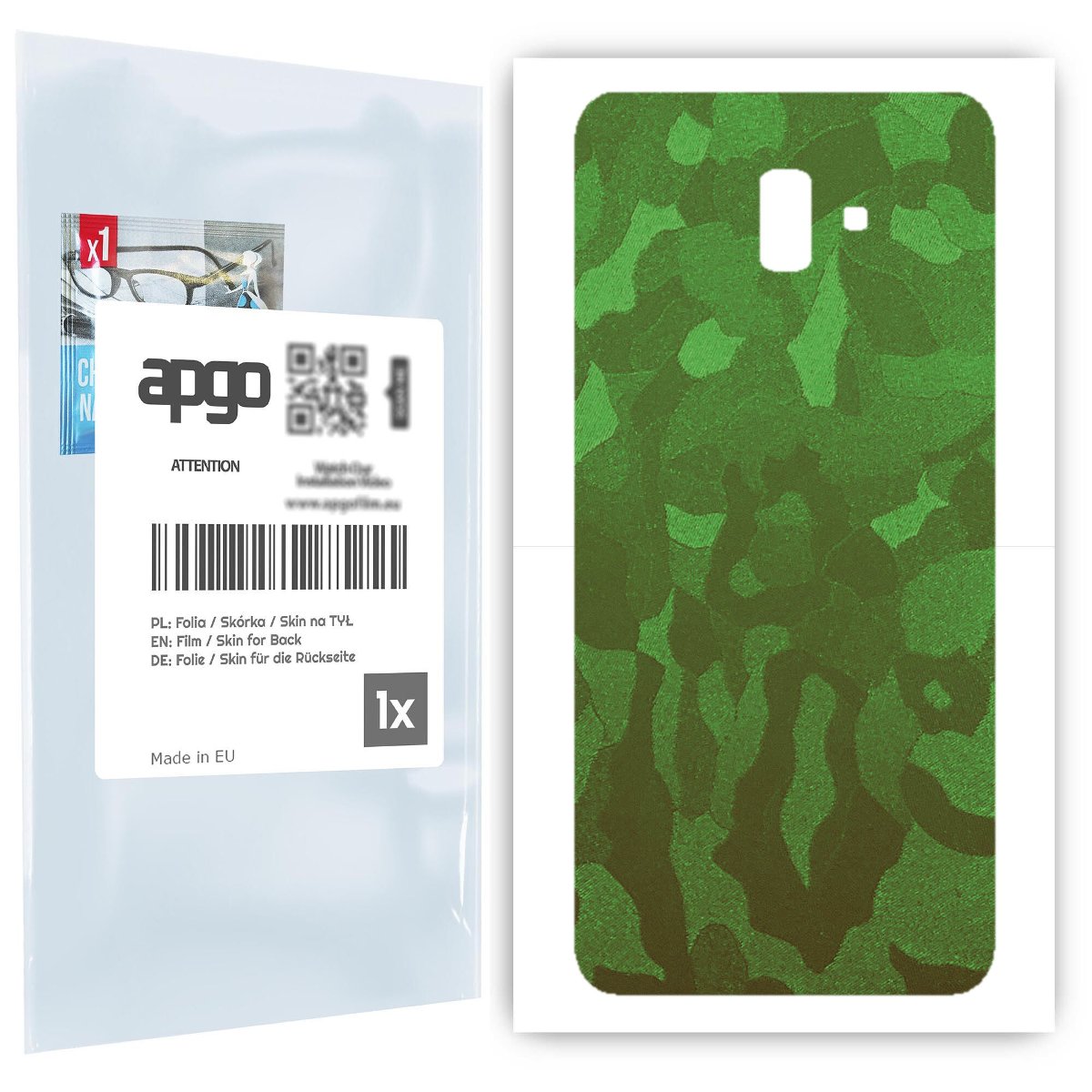Folia naklejka skórka strukturalna na TYŁ do Samsung Galaxy J6+ -  Moro | Camo Zielony - apgo SKINS