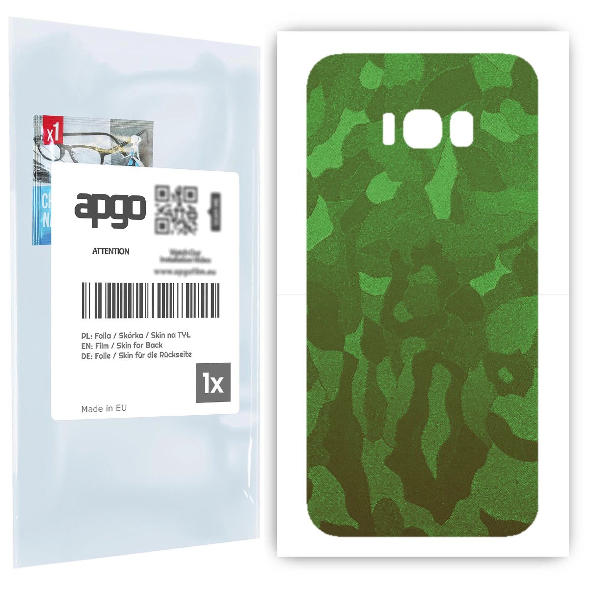 Folia naklejka skórka strukturalna na TYŁ do Samsung Galaxy S8+ -  Moro | Camo Zielony - apgo SKINS
