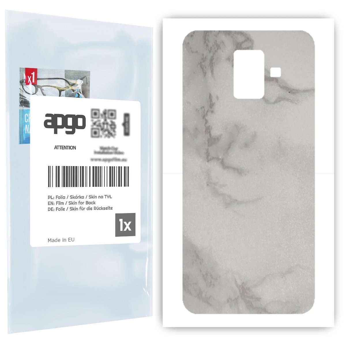 Folia naklejka skórka strukturalna na TYŁ do Samsung Galaxy A6 (2018) -  Marmur Szary - apgo SKINS