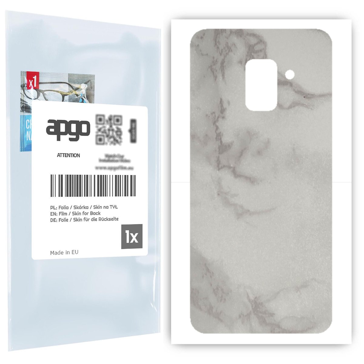 Folia naklejka skórka strukturalna na TYŁ do Samsung Galaxy A8 (2018) -  Marmur Szary - apgo SKINS