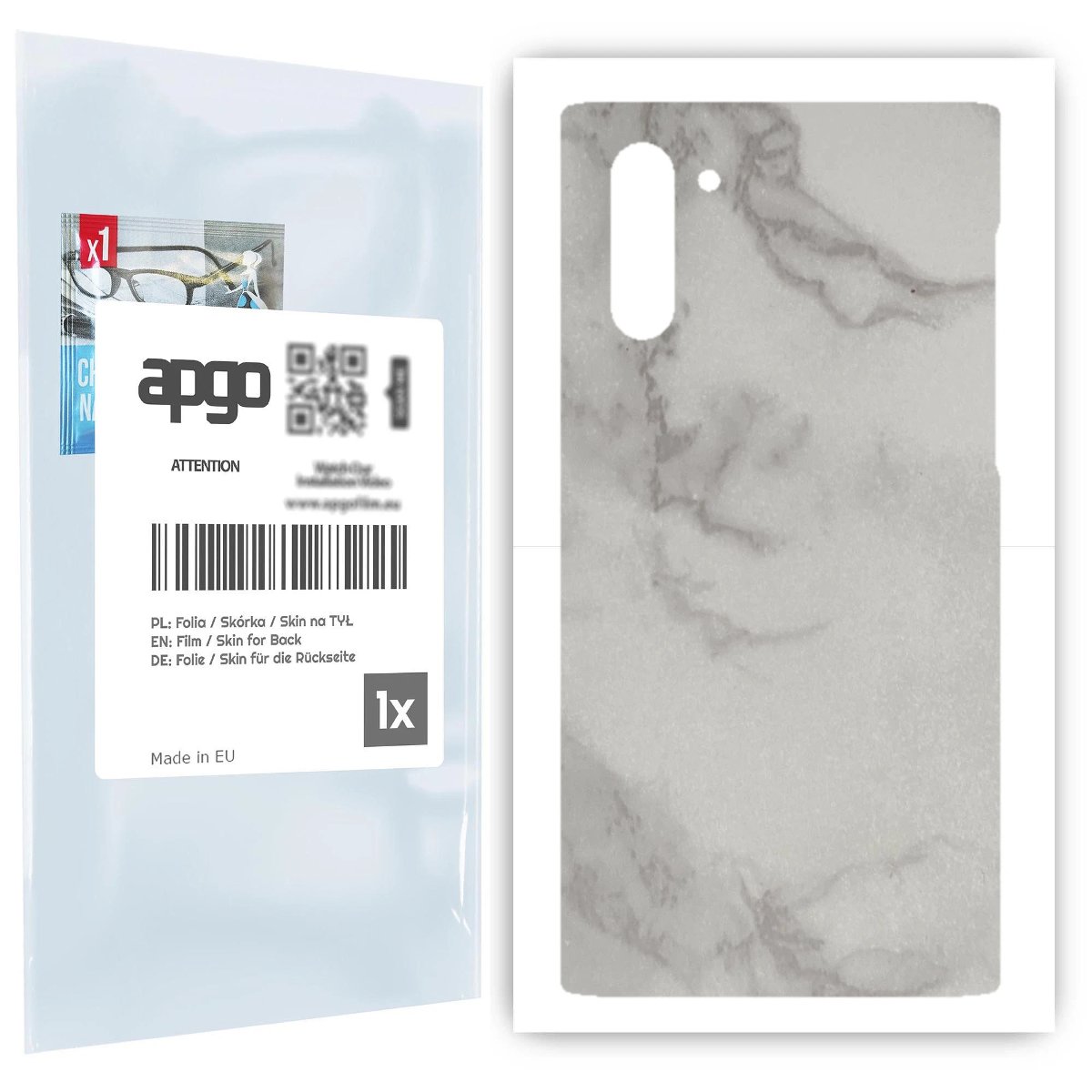 Folia naklejka skórka strukturalna na TYŁ do Samsung Galaxy Note 10 -  Marmur Szary - apgo SKINS