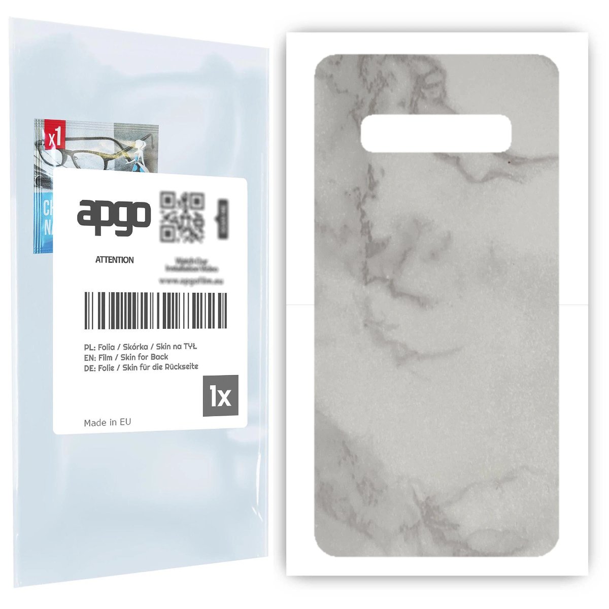 Folia naklejka skórka strukturalna na TYŁ do Samsung Galaxy S10 -  Marmur Szary - apgo SKINS