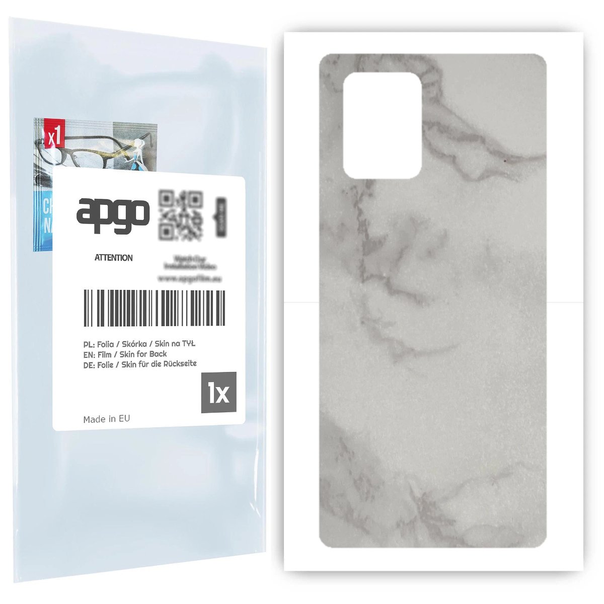 Folia naklejka skórka strukturalna na TYŁ do Samsung Galaxy S10 Lite -  Marmur Szary - apgo SKINS