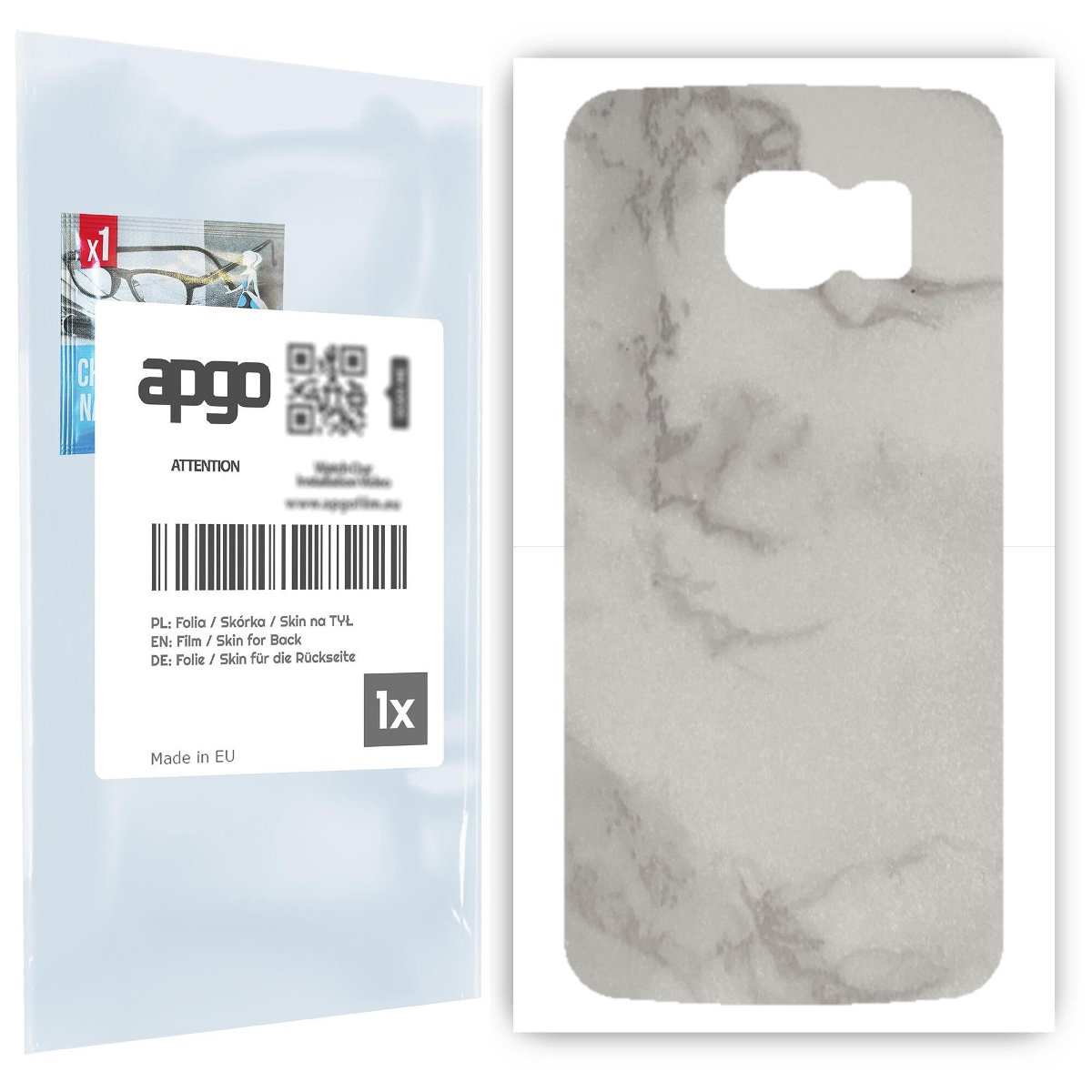 Folia naklejka skórka strukturalna na TYŁ do Samsung Galaxy S6 G920 -  Marmur Szary - apgo SKINS