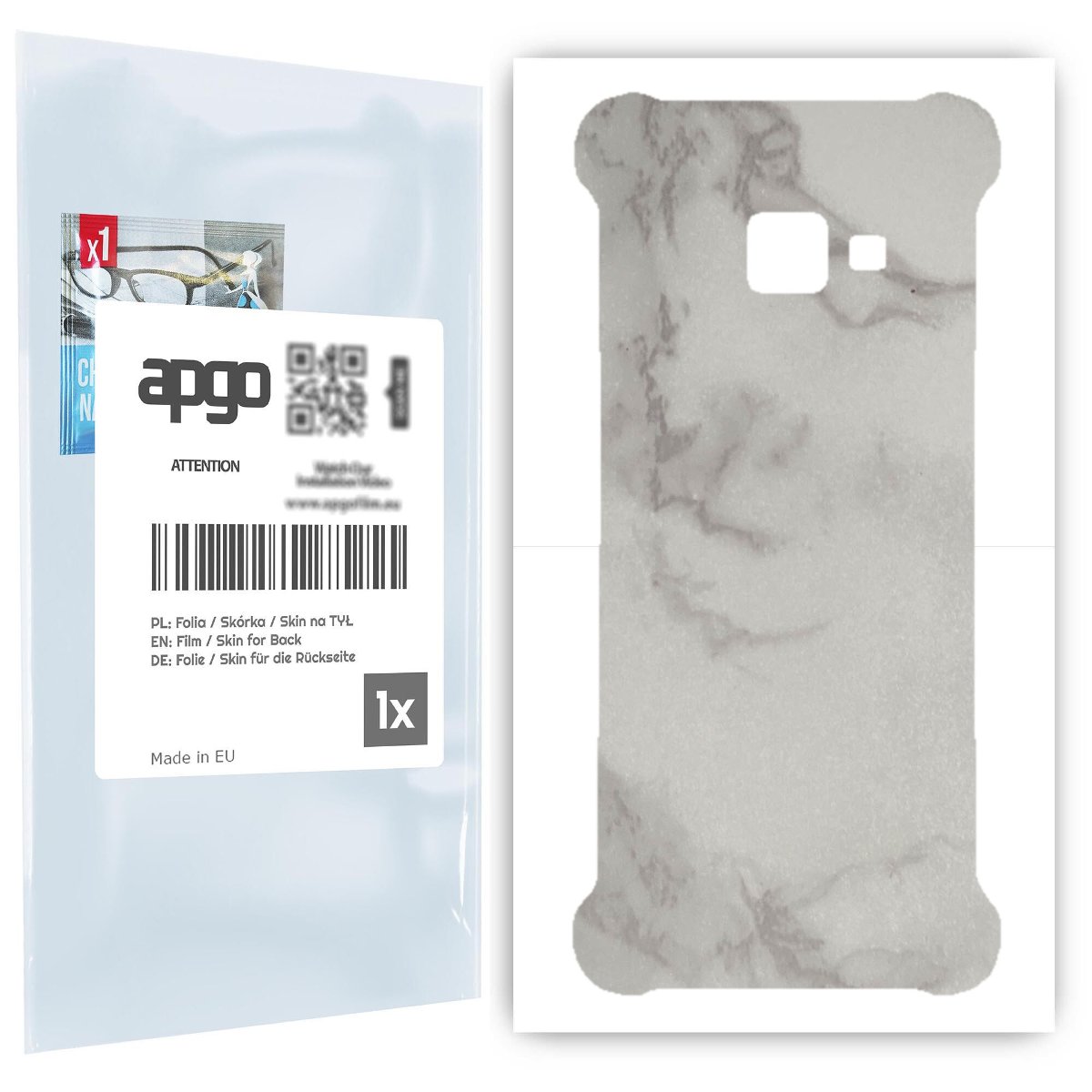 Folia naklejka skórka strukturalna na TYŁ do Samsung Galaxy Xcover 4 -  Marmur Szary - apgo SKINS