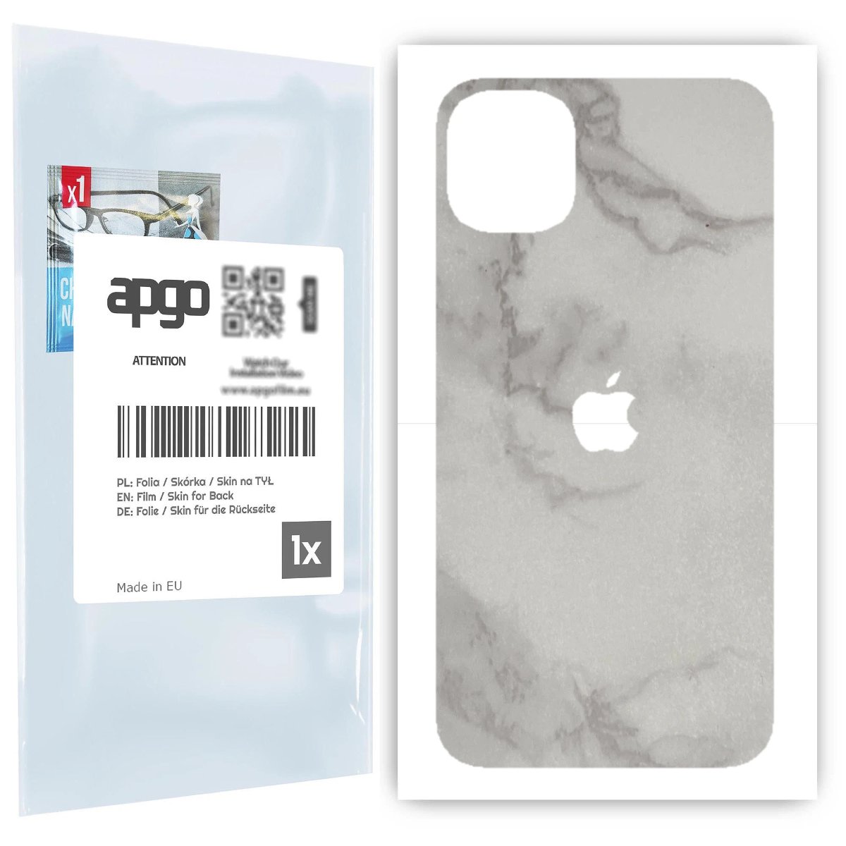 Folia naklejka skórka strukturalna na TYŁ do Apple iPhone 11 -  Marmur Szary - apgo SKINS
