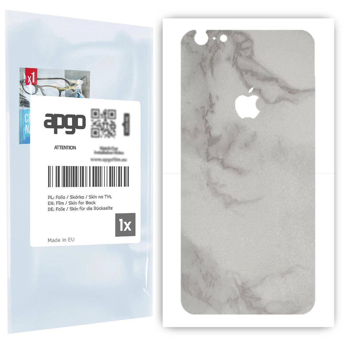 Folia naklejka skórka strukturalna na TYŁ do Apple iPhone 6s Plus -  Marmur Szary - apgo SKINS