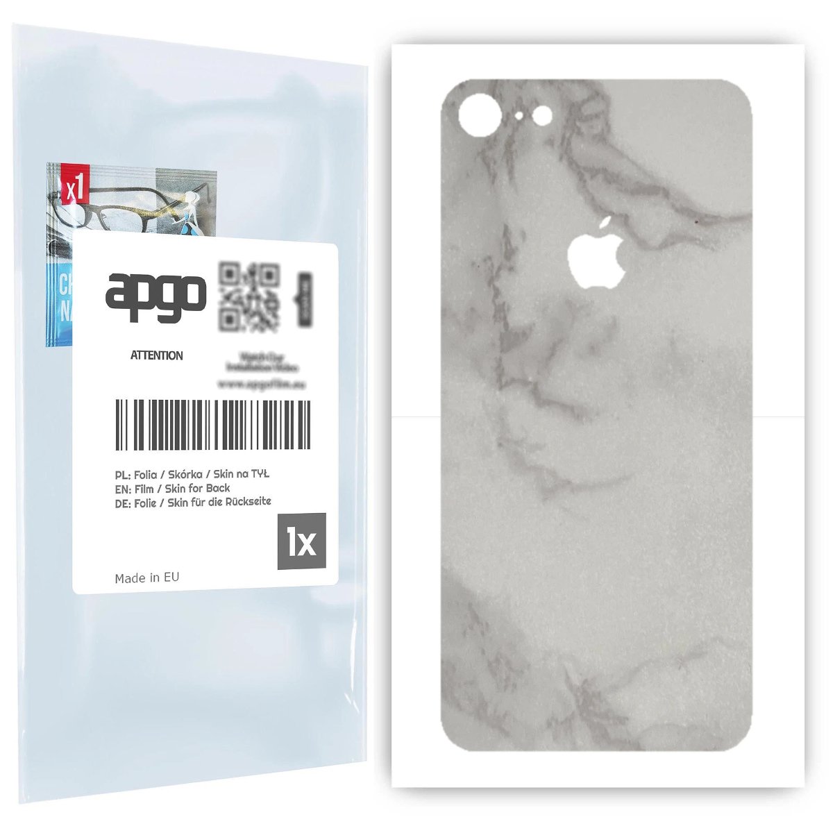 Folia naklejka skórka strukturalna na TYŁ do Apple iPhone 7 -  Marmur Szary - apgo SKINS