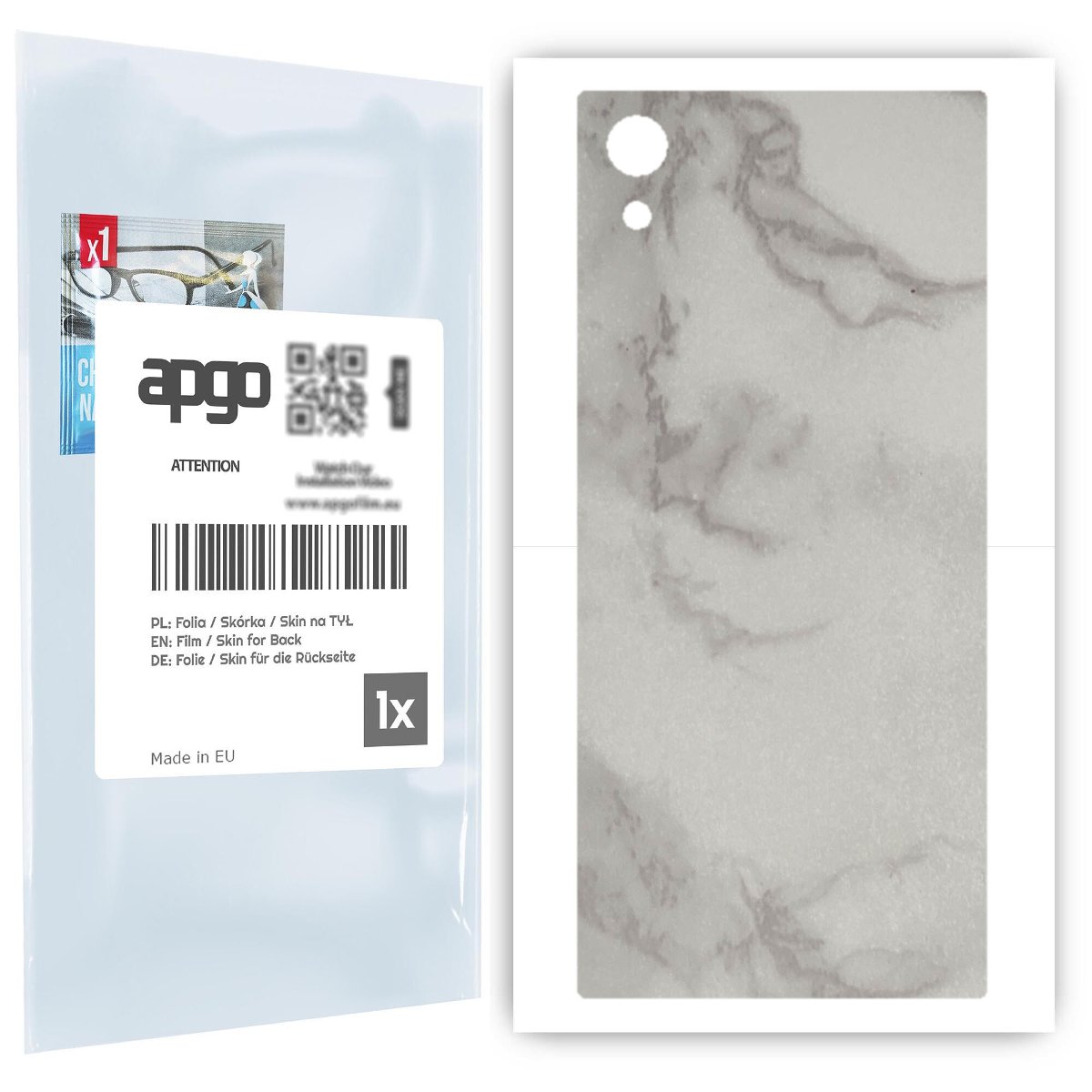 Folia naklejka skórka strukturalna na TYŁ do Sony Xperia XA1 -  Marmur Szary - apgo SKINS