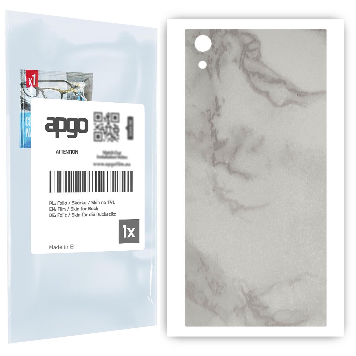 Folia naklejka skórka strukturalna na TYŁ do Sony Xperia XA1 Ultra -  Marmur Szary - apgo SKINS