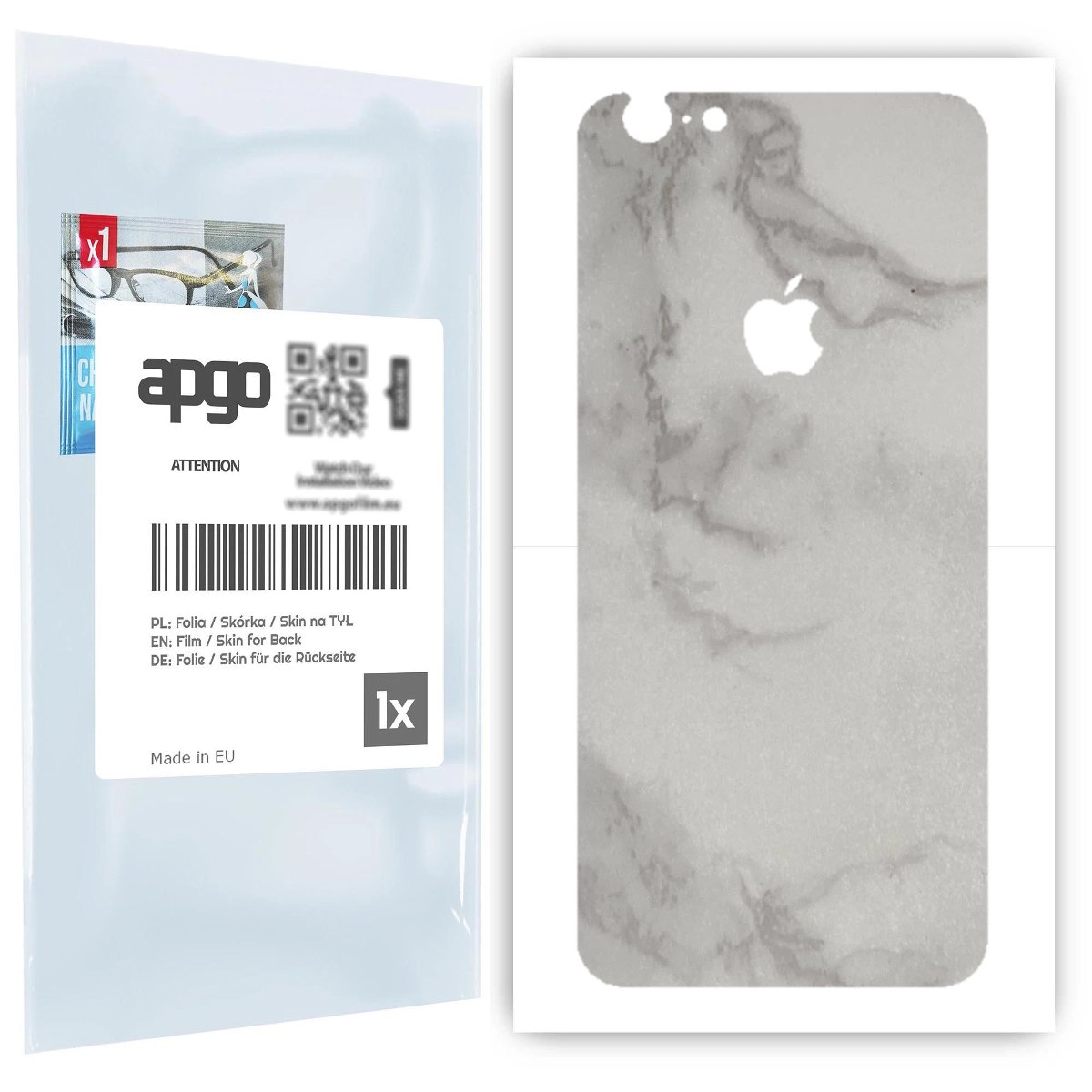 Folia naklejka skórka strukturalna na TYŁ do Apple iPhone 6 -  Marmur Szary - apgo SKINS