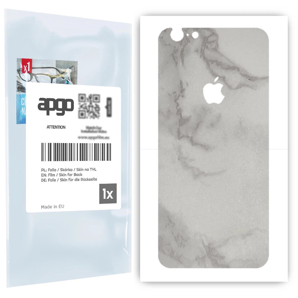 top Folia naklejka skórka strukturalna na TYŁ do Apple iPhone 6s -  Marmur Szary - apgo SKINS
