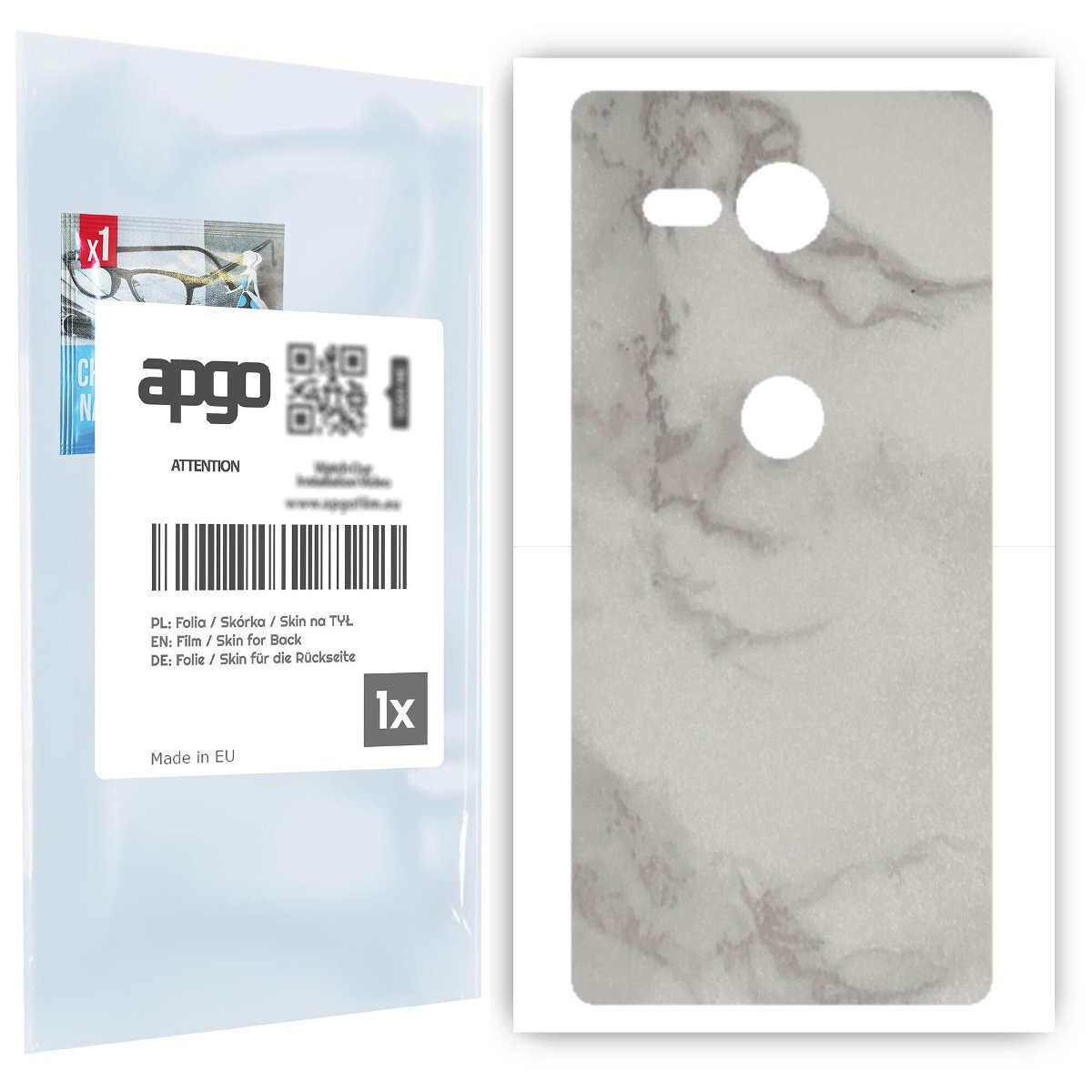 Folia naklejka skórka strukturalna na TYŁ do Sony Xperia XZ2 Compact -  Marmur Szary - apgo SKINS