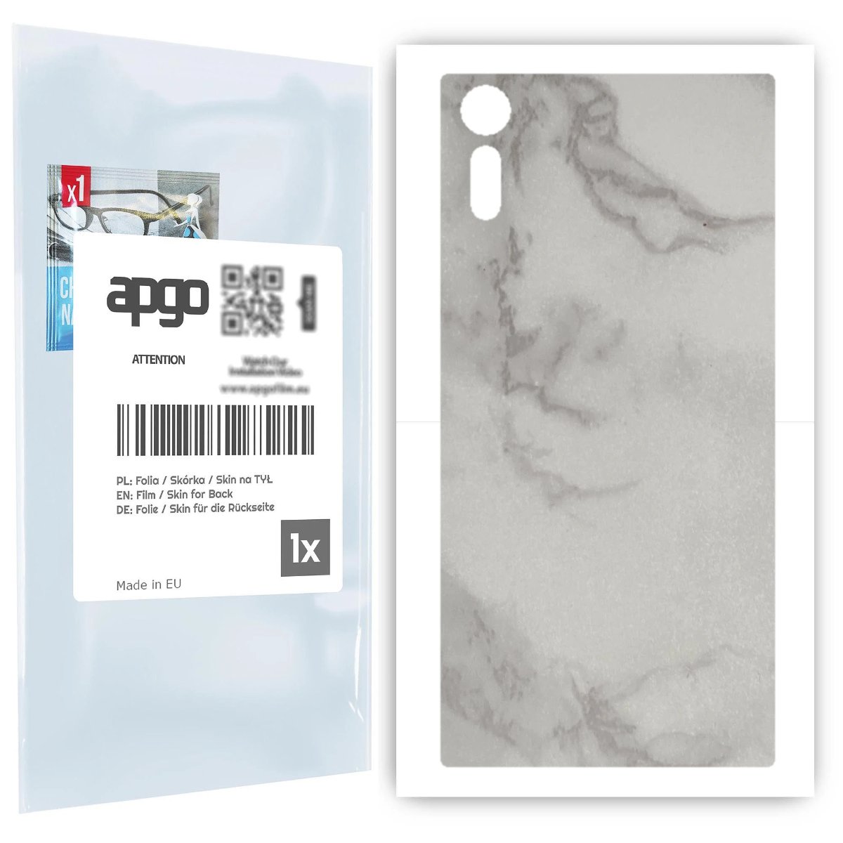 Folia naklejka skórka strukturalna na TYŁ do Sony Xperia XZ -  Marmur Szary - apgo SKINS