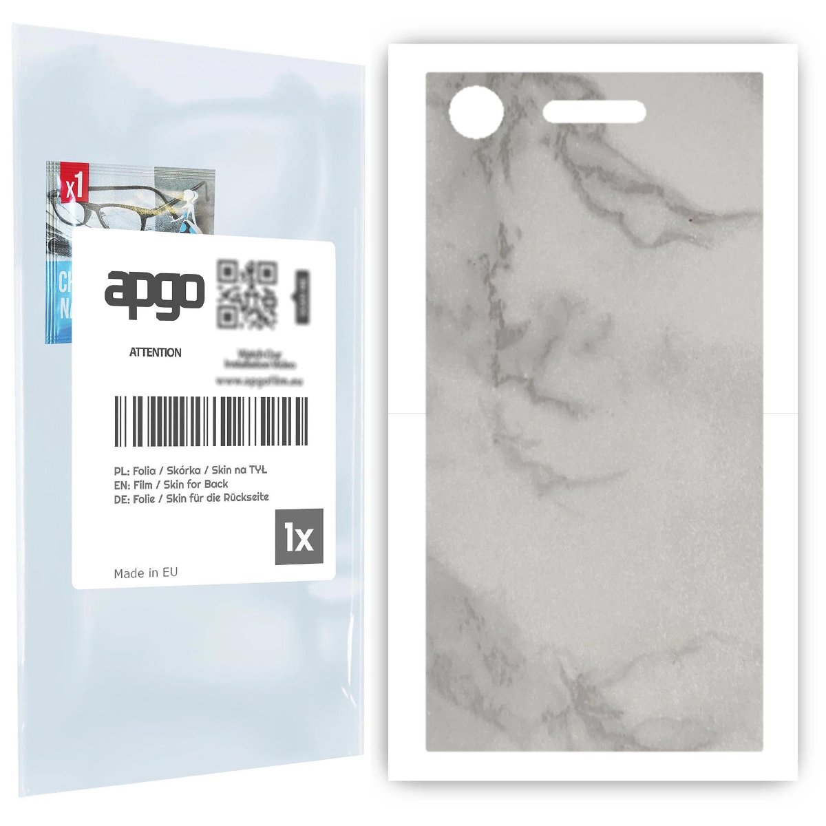 Folia naklejka skórka strukturalna na TYŁ do Sony Xperia XZ1 -  Marmur Szary - apgo SKINS