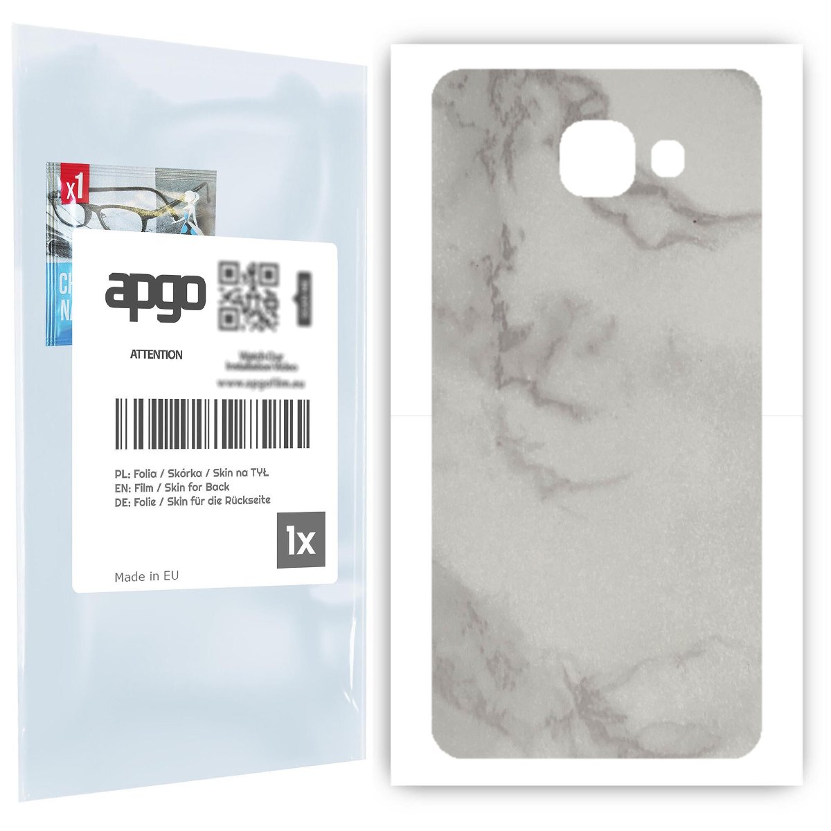 Folia naklejka skórka strukturalna na TYŁ do Samsung Galaxy A5 (2016) -  Marmur Szary - apgo SKINS