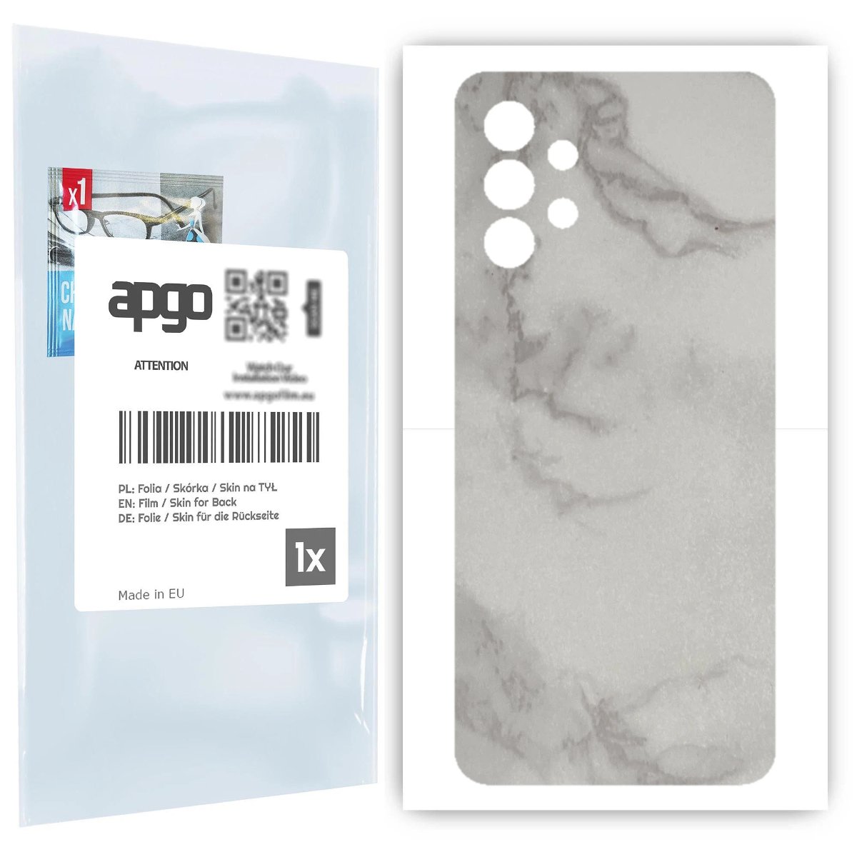 Folia naklejka skórka strukturalna na TYŁ do Samsung Galaxy A32 4G -  Marmur Szary - apgo SKINS