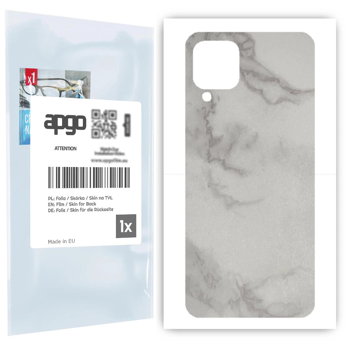 Folia naklejka skórka strukturalna na TYŁ do Samsung Galaxy M12 -  Marmur Szary - apgo SKINS