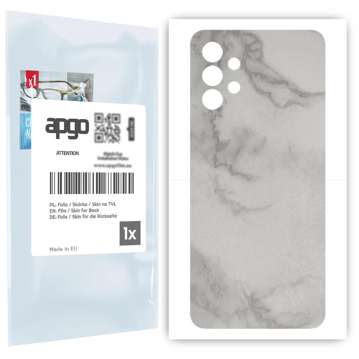 Folia naklejka skórka strukturalna na TYŁ do Samsung Galaxy A32 5G -  Marmur Szary - apgo SKINS