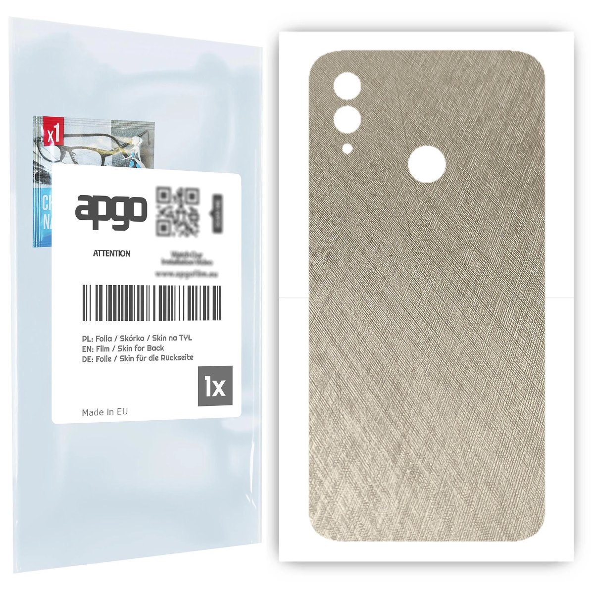 Folia naklejka skórka strukturalna na TYŁ do Honor 10 Lite -  Tytan Srebrny - apgo SKINS