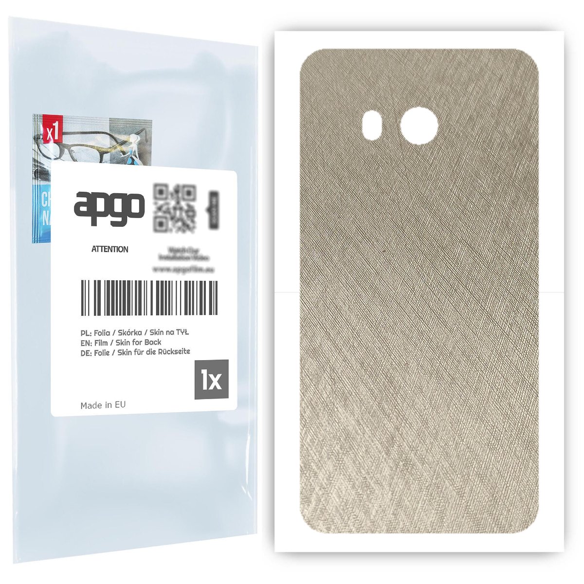 Folia naklejka skórka strukturalna na TYŁ do HTC U11 -  Tytan Srebrny - apgo SKINS