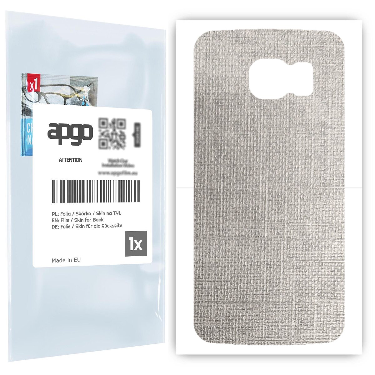 Folia naklejka skórka strukturalna na TYŁ do Samsung Galaxy S6 G920 -  Tkanina Denim Szary - apgo SKINS