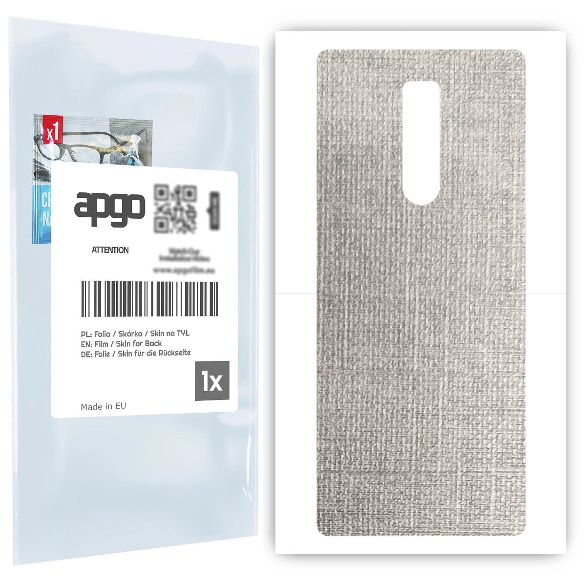 Folia naklejka skórka strukturalna na TYŁ do Sony Xperia 1 -  Tkanina Denim Szary - apgo SKINS