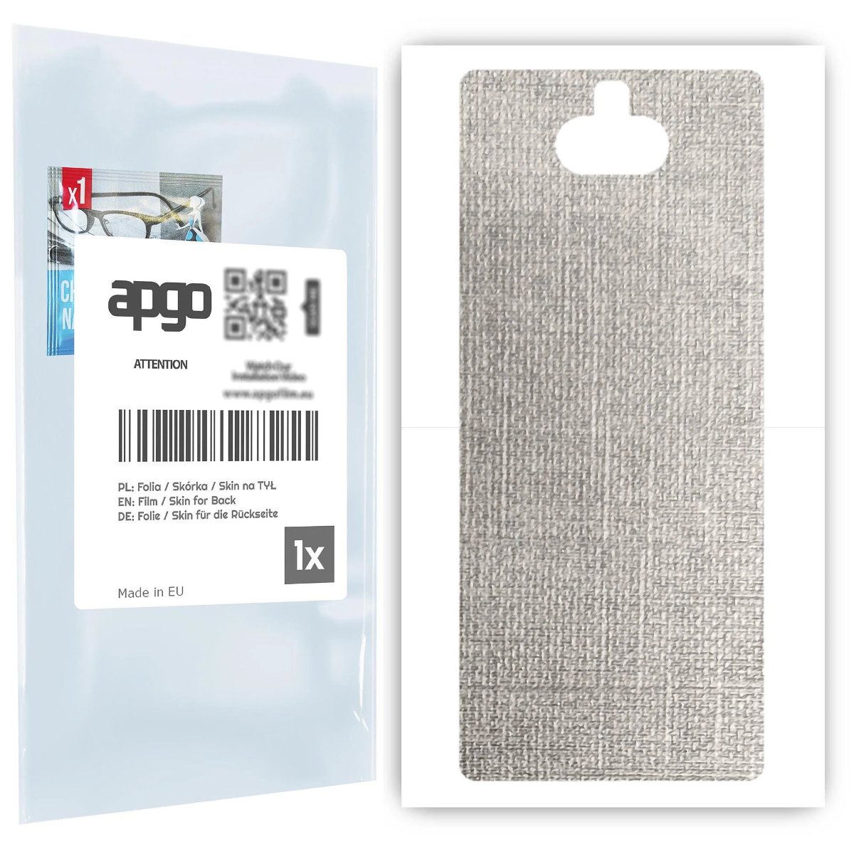 Folia naklejka skórka strukturalna na TYŁ do Sony Xperia 10 -  Tkanina Denim Szary - apgo SKINS