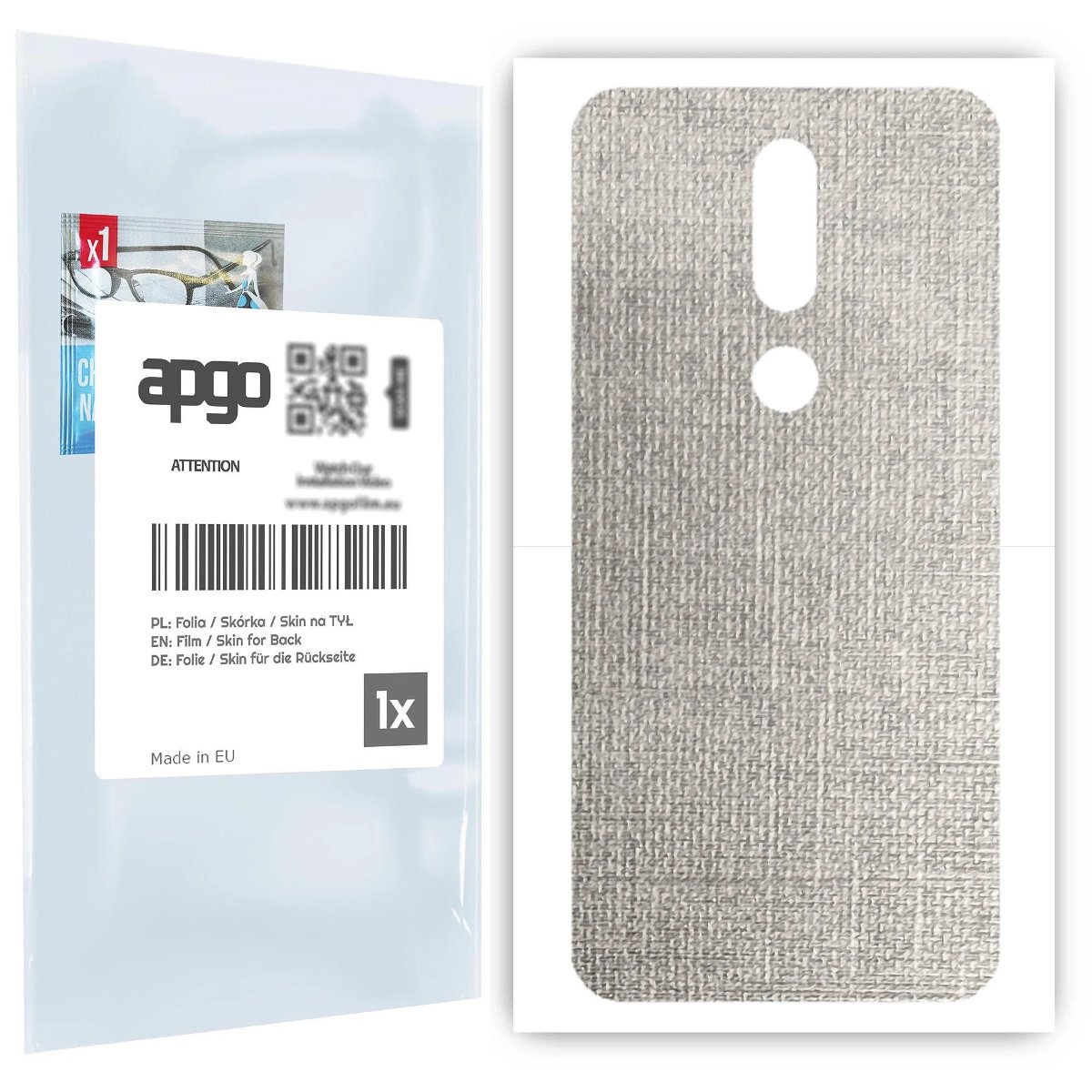 Folia naklejka skórka strukturalna na TYŁ do Nokia 7.1 -  Tkanina Denim Szary - apgo SKINS