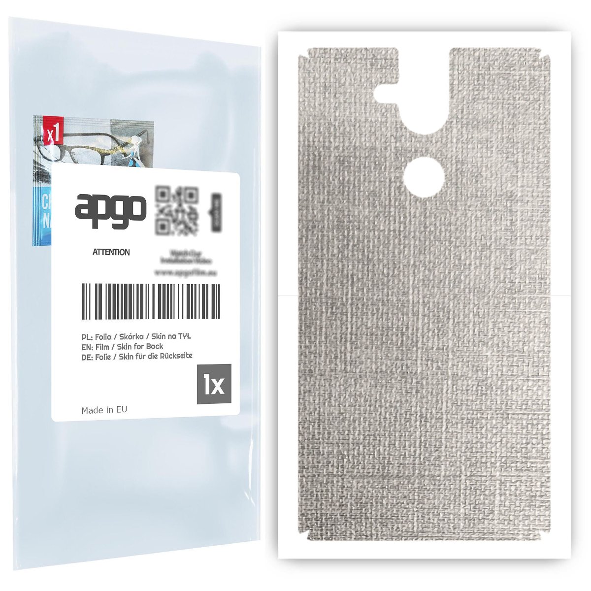 Folia naklejka skórka strukturalna na TYŁ do Nokia 8 Sirocco -  Tkanina Denim Szary - apgo SKINS