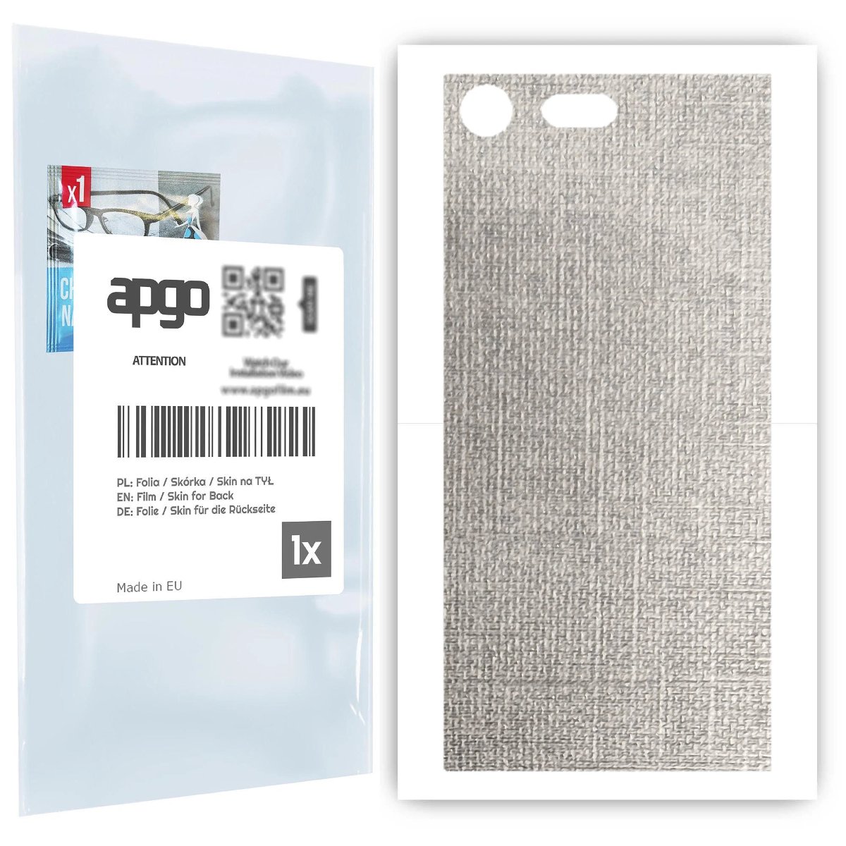 Folia naklejka skórka strukturalna na TYŁ do Sony Xperia XZ Premium -  Tkanina Denim Szary - apgo SKINS